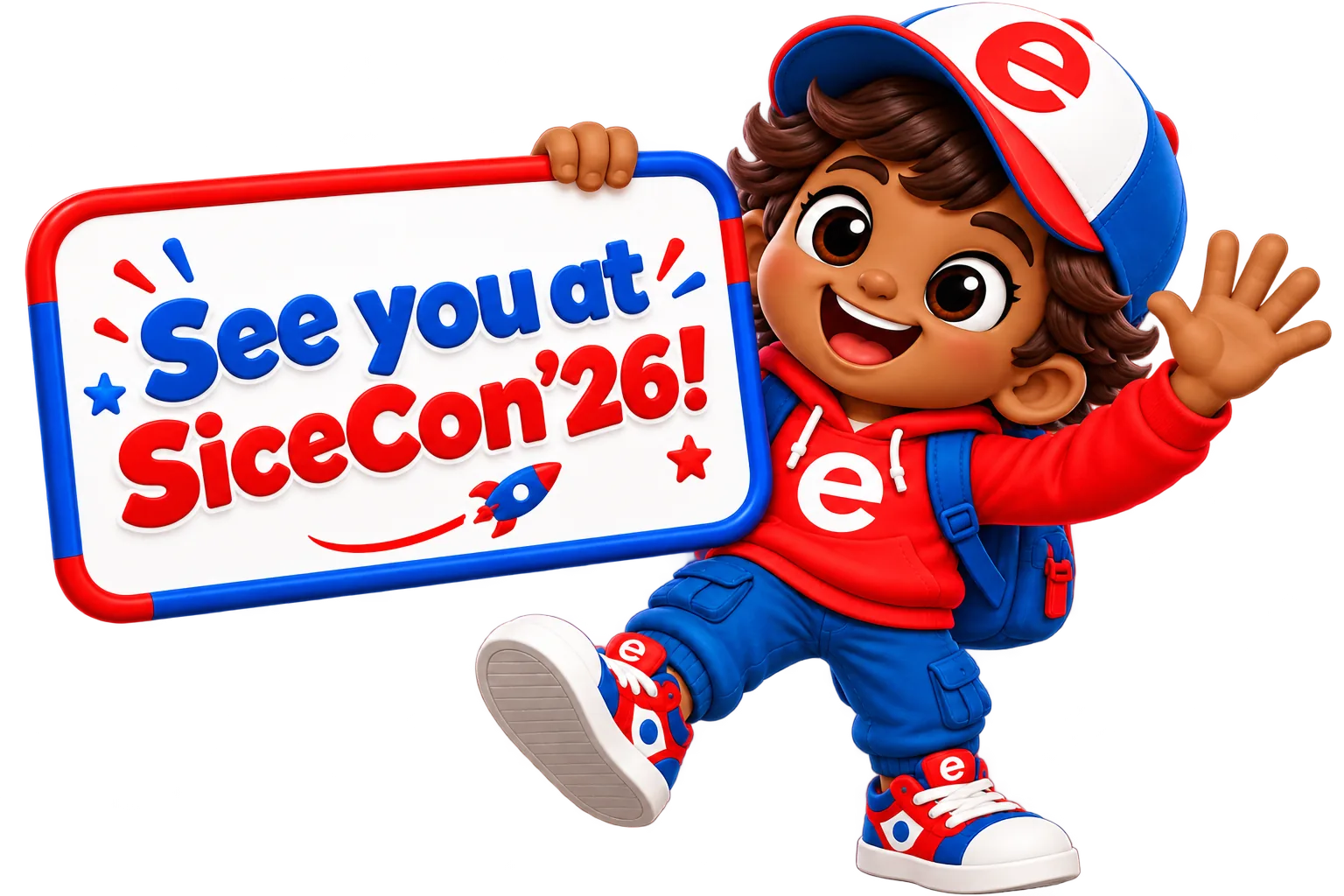 Edo holding a See you at SliceCon 26 sign