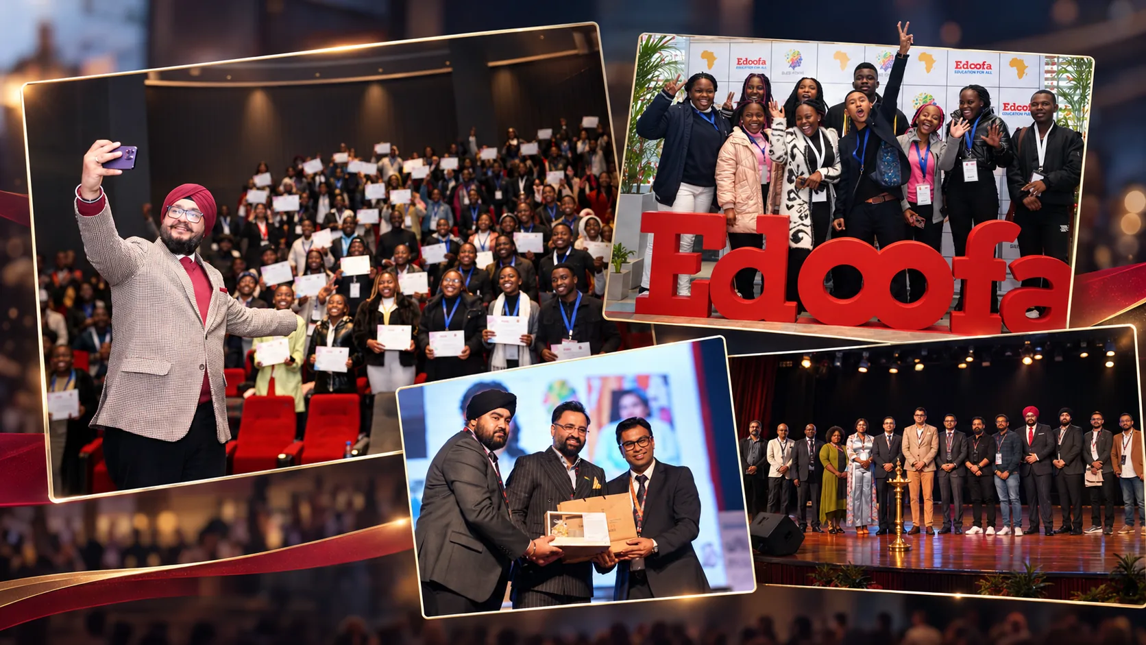 Edoofa community at SliceCon: students celebrating, partners and stage moments